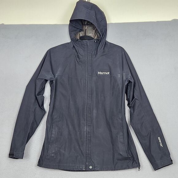 MARMOT Jacket Womens Medium Black Goretex Hooded Waterproof Rain Coat H93770 - Picture 1 of 16